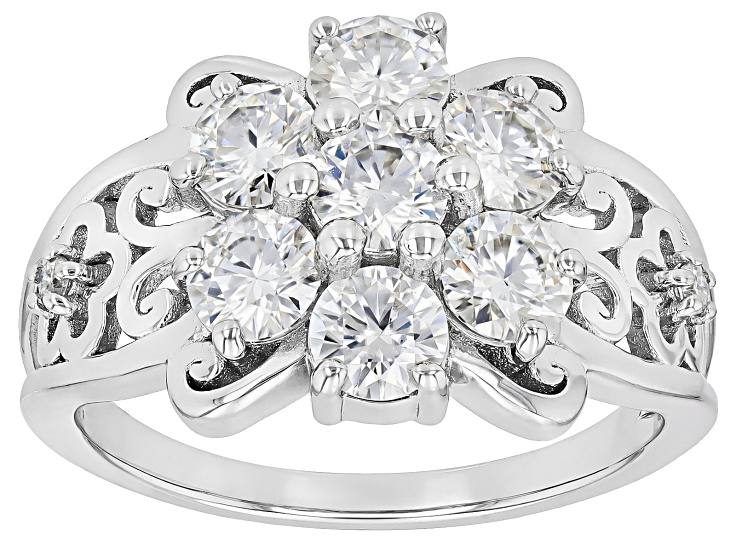 Moissanite Platineve Flower Ring 1.65ctw DEW. - MFJ906 | JTV