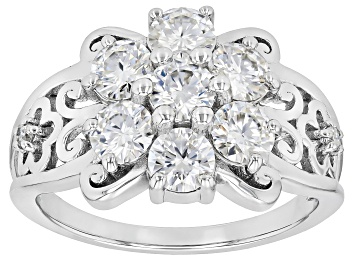 Picture of Moissanite Platineve Flower Ring 1.65ctw DEW.