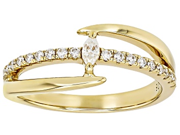 Picture of Moissanite 14k Yellow Gold Over Silver Bypass Ring 0.25ctw DEW.