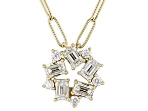 Moissanite 14K Yellow Gold Over Silver Paperclip Necklace 3.40ctw DEW.