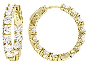 Moissanite 14k Yellow Gold Sterling Silver Inside Out Hoop Earrings 5.52ctw DEW