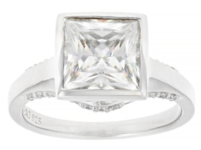 Moissanite Platineve Engagement Ring 3.48ctw DEW.
