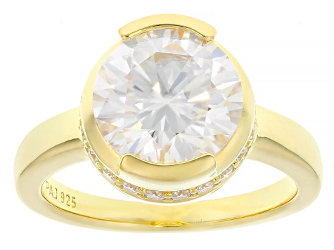 Moissanite 14k Yellow Gold Over Silver Engagement Ring 4.02ctw DEW.