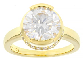 Moissanite 14k Yellow Gold Over Silver Engagement Ring 4.02ctw DEW.