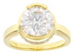 Moissanite 14k Yellow Gold Over Silver Engagement Ring 4.02ctw DEW.