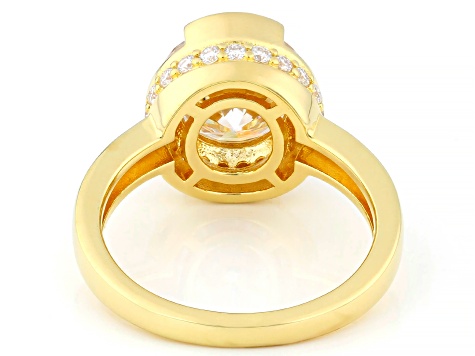 Moissanite 14k Yellow Gold Over Silver Engagement Ring 4.02ctw DEW.