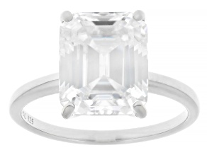 Moissanite Platineve Solitaire Ring 4.93ct DEW.