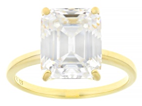 Moissanite 14k Yellow Gold Over Silver Solitaire Ring 4.93ct DEW.