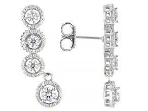 Moissanite Platineve Halo Earrings 1.45ctw DEW.