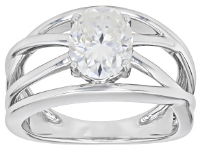Moissanite Platineve Solitaire Ring 2.10ct DEW.
