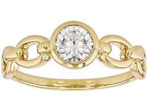 Moissanite 14k Yellow Gold Over Silver Solitaire Ring .60ct DEW.