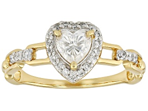 Moissanite 14k Yellow Gold Over Silver Heart Ring .74ctw DEW.