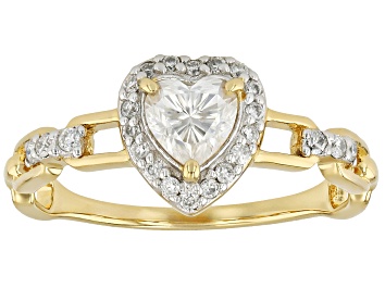 Picture of Moissanite 14k Yellow Gold Over Silver Heart Ring .74ctw DEW.