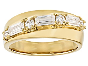 Moissanite 14k Yellow Gold Over Silver Band Ring 0.87ctw DEW.