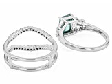 Green And Colorless Moissanite Platineve Ring With Guard Set 2.17ctw DEW