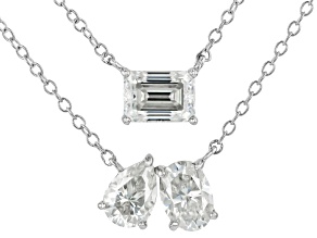 Moissanite Platineve Multilayer Necklace 2.69ctw DEW