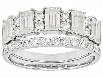 Moissanite Platineve Multi Row Ring 2.78ctw DEW.