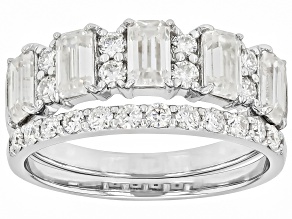 Moissanite Platineve Set Of Two Stackable Rings 1.95ctw DEW.