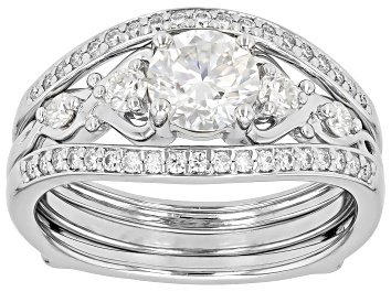 Picture of Moissanite Platineve Ring With Guard Set 1.36ctw DEW