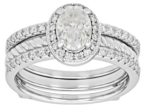 Moissanite Platineve Ring With Guard 1.44ctw DEW