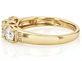 Moissanite And White Diamond 14k Yellow Gold Over Silver Three Stone Ring 1.52ctw DEW.