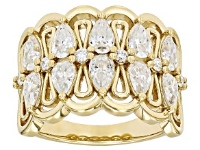 Moissanite 14k Yellow Gold Over Silver Cocktail Ring 2.68ctw DEW.