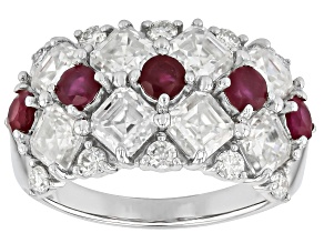 Moissanite And Mahaleo(R) Ruby Platineve Ring 3.26ctw DEW