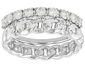 Moissanite Platineve Set Of Two Stackable Rings 0.66ctw DEW.