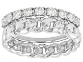 Moissanite Platineve Set Of Two Stackable Rings 0.66ctw DEW.
