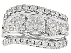 Moissanite Platineve Multi Row Ring 2.78ctw DEW.