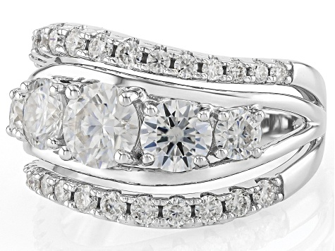 Moissanite Platineve Multi Row Ring 2.78ctw DEW.