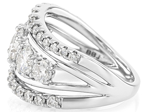 Moissanite Platineve Multi Row Ring 2.78ctw DEW.