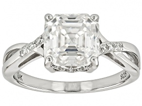 Moissanite Platineve Engagement Ring 3.12ctw DEW.