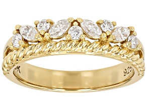 Moissanite 14k Yellow Gold Over Silver Band Ring 0.43ctw DEW.