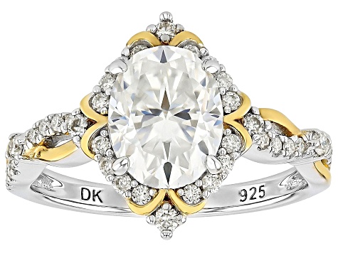 Moissanite Platineve And 14k Yellow Gold Over Platineve Ring 2.54