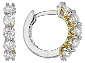 Moissanite Platineve And 14k Yellow Gold Over Platineve Hoop Earrings 1.00ctw DEW