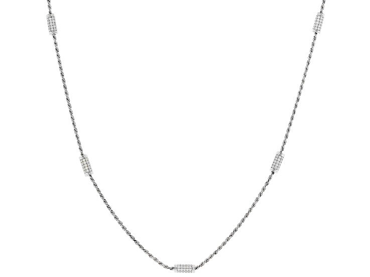 Moissanite Platineve Station Necklace 7.20ctw DEW.