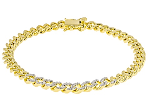 Moissanite 14k Yellow Gold Over Silver Curb Link Bracelet 0.54ctw DEW