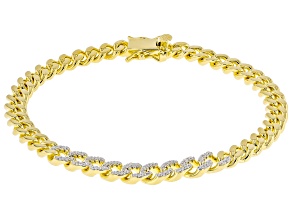 Moissanite 14k Yellow Gold Over Silver Curb Link Bracelet 0.54ctw DEW