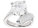 Moissanite Platineve Solitaire Ring 4.75ct DEW.