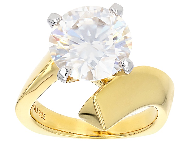Moissanite 14k Yellow Gold Over Silver Solitaire Ring 4.75ct DEW.