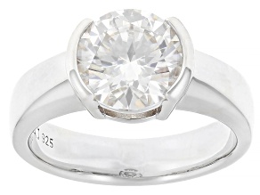 Moissanite Platineve Solitaire Ring 2.70ct DEW.