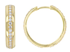 Moissanite 14k Yellow Gold Over Sterling Silver Hoop Earrings 1.86ctw DEW.