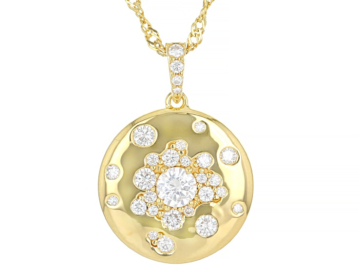 Moissanite 14k Yellow Gold Over Silver Pendant 0.97ctw DEW