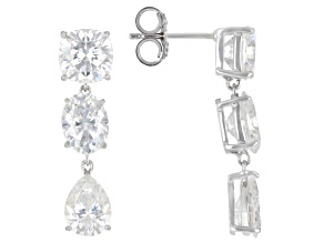 Moissanite Platineve 3 Stone Earrings 8.60ctw DEW.