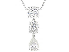 Moissanite Platineve 3 Stone Necklace 4.30ctw DEW.