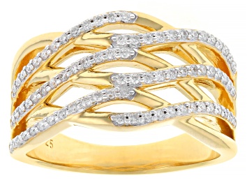 Picture of Moissanite 14k Yellow Gold Over Silver Crossover Ring 0.78ctw DEW.