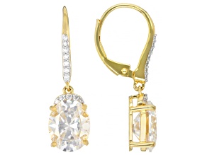 Moissanite 14K Yellow Gold Over Silver Earrings 6.24ctw DEW.