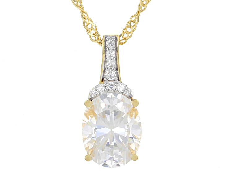 Moissanite 14K Yellow Gold Over Silver Pendant 3.10ctw DEW.