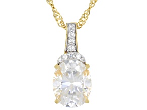Moissanite 14K Yellow Gold Over Silver Pendant 3.10ctw DEW.
